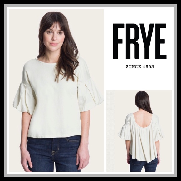 Frye Tops - Frye Flutter Sleeve Woven Top Natural